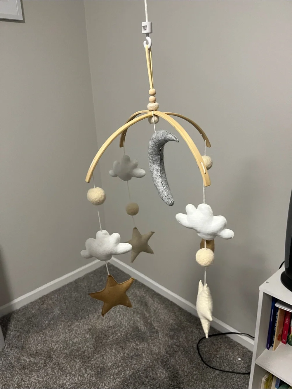 Neutral Moon & Stars Hanging Mobile - Home Wall Decor